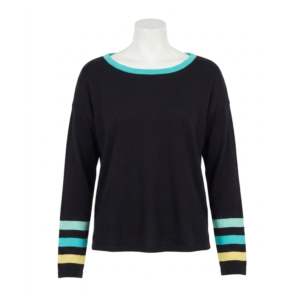 NEW ANGEL APPAREL knit stripe top in black/multi